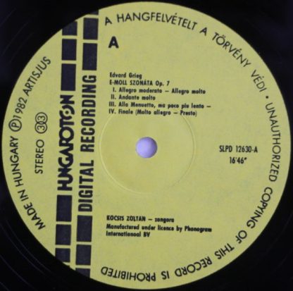 Hungaroton SLPD 12630 - E-Moll Szonáta Op. 7 / Lírai Darabok Op. - Image 3