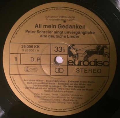 Eurodisc 26 006 KK - All Mein Gedanken (Peter Schreier Singt Unv - Image 5