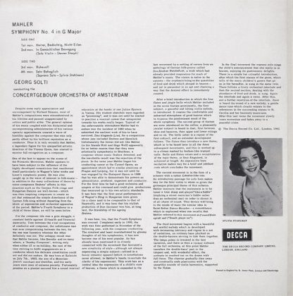 DECCA SXL 2276 - Symphony No. 4 In G Major - Image 2