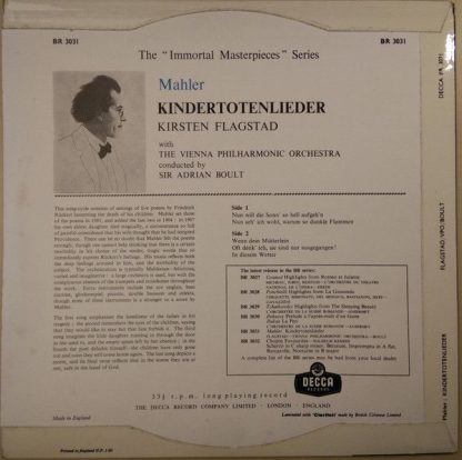 DECCA BR 3031 - Kindertotenlieder - Image 2