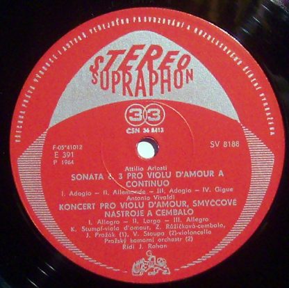Supraphon SV 8188 - Virtuoso Compositions For Viola D'Amore - Image 2