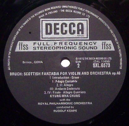 DECCA SXL 6573 - Violin Concerto / Scottish Fantasia - Image 3