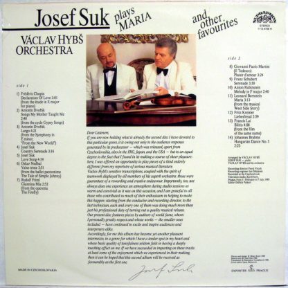 Supraphon 1113 4156 - Josef Suk Plays Maria And Other Favourites - Image 2