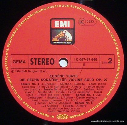 EMI 1C 057-97 649 - 6 Sonaten Für Violine Solo Op.27 - Image 3