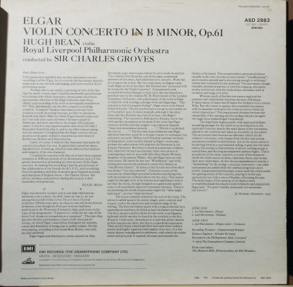 His Master's Voice ASD 2883 - Elgar Violin Concerto - Image 2