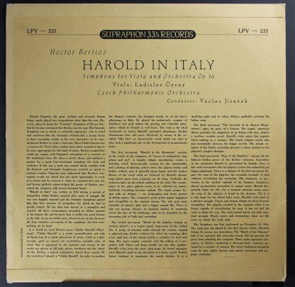 Supraphon LPV-221 - Harold In Italy - Symphony For Viola And Orc - Image 2