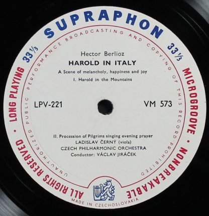Supraphon LPV-221 - Harold In Italy - Symphony For Viola And Orc - Image 3