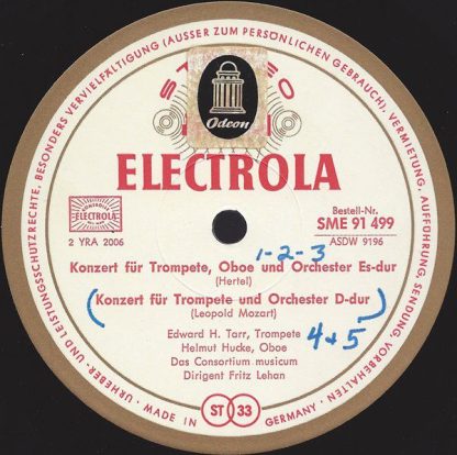 Odeon SME 91 499 - Doppelkonzert Für Trompete, Oboe Und Orcheste - Image 3