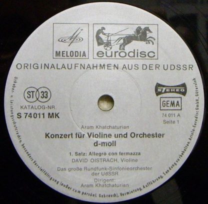 Eurodisc S 74 011 KK - Konzert Für Violine Und Orchester D-Moll - Image 4