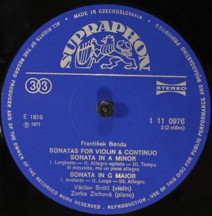Supraphon 1 11 0976 - Sonatas For Violin & Continuo - Image 3