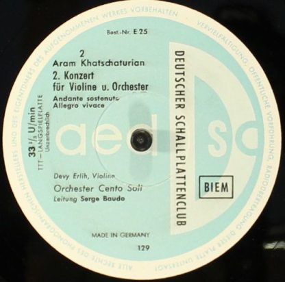 Deutscher Schallplattenclub E25 - Säbeltanz / 2. Violinkonzert - Image 2