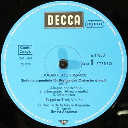 DECCA 6.41833 AF - Symphonie Espagnole / Tzigane - Image 3