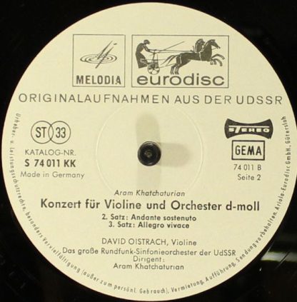 Eurodisc S 74 011 KK - Konzert Für Violine Und Orchester D-Moll - Image 3