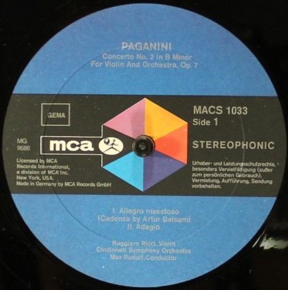 MCA Records MACS 1033 STEREO - Concerto No.2 On B Minor, Op.7 (" - Image 3