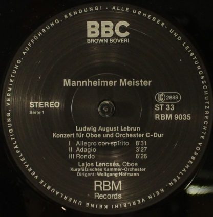 BBC Brown Boveri RBM 9035 - Konzert Für Oboe Und Orchester C-Dur - Image 3