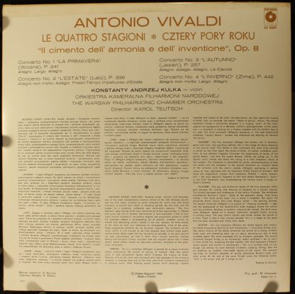 Polskie Nagrania Muza SX 0587 - Le Quattro Stagioni Opus 8 Nos.1 - Image 2