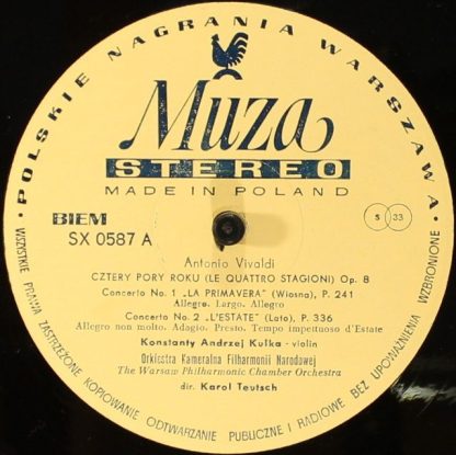 Polskie Nagrania Muza SX 0587 - Le Quattro Stagioni Opus 8 Nos.1 - Image 3