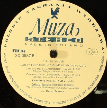 Polskie Nagrania Muza SX 0587 - Le Quattro Stagioni Opus 8 Nos.1 - Image 4