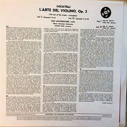 VOX (6) SVBX 540 - L'Arte Del Violino, Volume I, Concerti 1-6 - Image 2