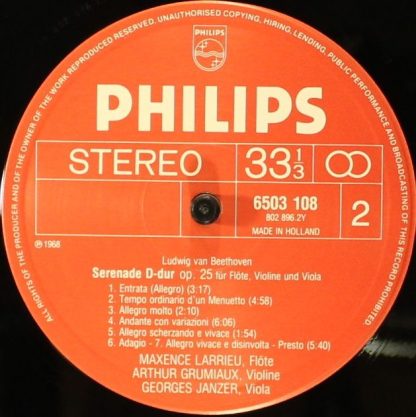Philips 6503 108 - Ludwig Van Beethoven: Serenade op.8 & Serenad - Image 4