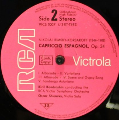 RCA Victrola VICS 1007 - Capriccio Italien / Capriccio Espagnol - Image 3
