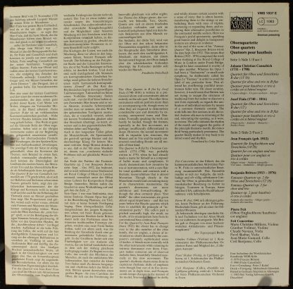 Schwann Musica Mundi VMS 1037 E - Oboen Quartette Oboe Quartets - Image 2