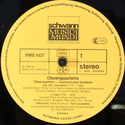 Schwann Musica Mundi VMS 1037 E - Oboen Quartette Oboe Quartets - Image 3