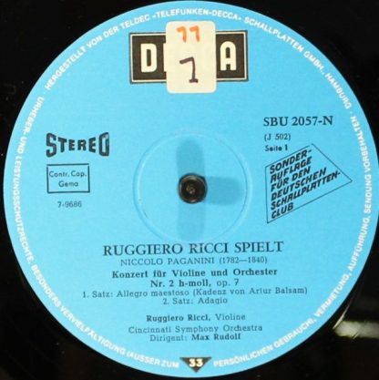 DECCA SBU 2057-N - Paganini: Violinkonzert Nr. 2 H-moll Und Viol - Image 3