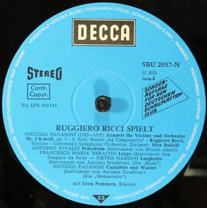 DECCA SBU 2057-N - Paganini: Violinkonzert Nr. 2 H-moll Und Viol - Image 4