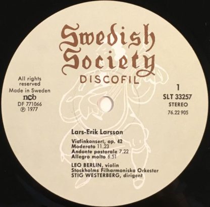 Swedish Society Discofil SLT 33257 - En Vintersaga - Violinkonse - Image 3