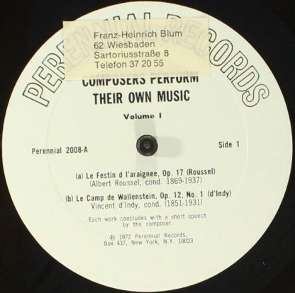 Perennial Records 2008 - Composers Perform Their Own Music - Vol - Image 3