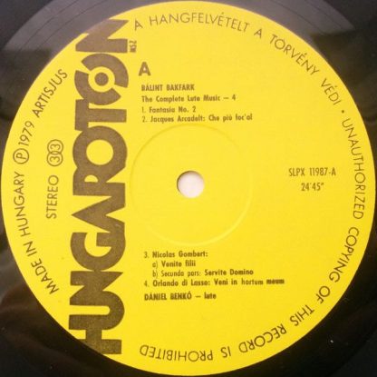 Hungaroton SLPX 11987 - Bálint Bakfark Összes Lantművei 4 - Image 3