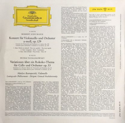 Deutsche Grammophon LPM 18 674 - Cellokonzert A-Moll / Rokoko-Va - Image 2