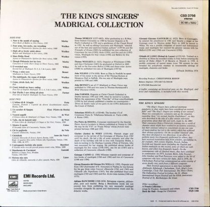 His Master's Voice CSD 3756 - Madrigal Collection (English & Ita - Image 2