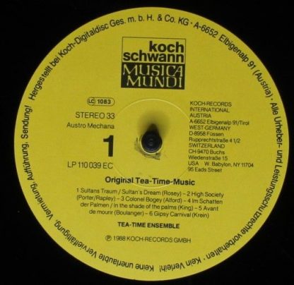 Koch Schwann Musica Mundi 110 039 EC - Original Tea-Time Music - Image 3