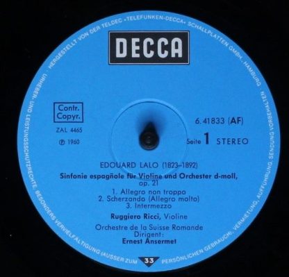 DECCA 6.41833 AF - Symphonie Espagnole / Tzigane - Image 3