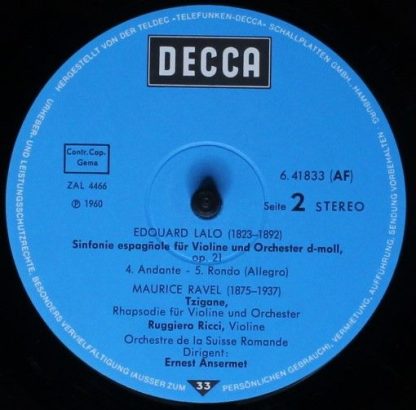 DECCA 6.41833 AF - Symphonie Espagnole / Tzigane - Image 4
