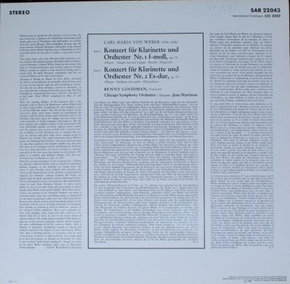 RCA Red Seal SAR 22043 - Konzerte Für Klarinette Und Orchester - Image 2
