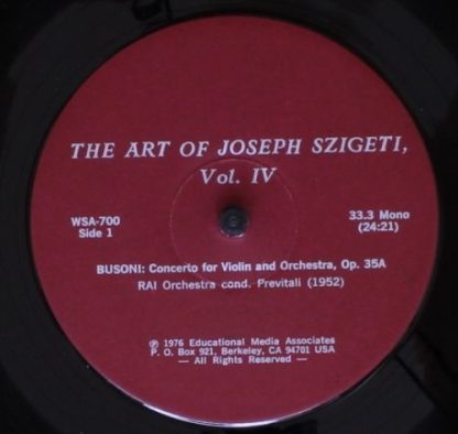 Not On Label WSA-700 - The Art Of Joseph Szigeti, Vol. 4 - Image 3