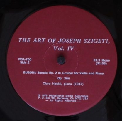 Not On Label WSA-700 - The Art Of Joseph Szigeti, Vol. 4 - Image 4
