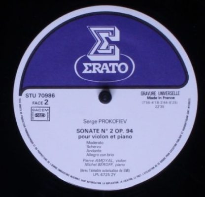 Erato STU 70986 - Les Deux Sonates Pour Violon & Piano - Image 6