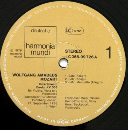 Deutsche Harmonia Mundi 1C 065-99 726 - Divertimento Es-Dur KV 5 - Image 3