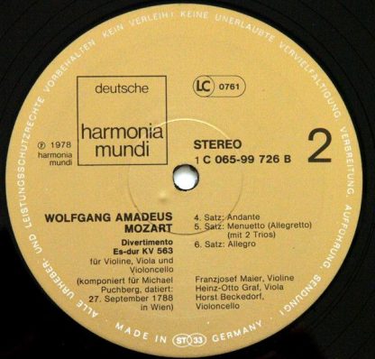 Deutsche Harmonia Mundi 1C 065-99 726 - Divertimento Es-Dur KV 5 - Image 4