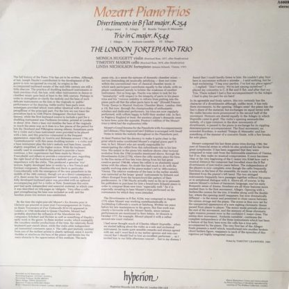 hyperion A66093 - Mozart Piano Trios (Trio in B Flat Major, K 25 - Image 2