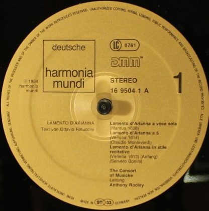 Deutsche Harmonia Mundi 1C 2LP 165 16 9504 3 - Lamento d'Arianna - Image 6
