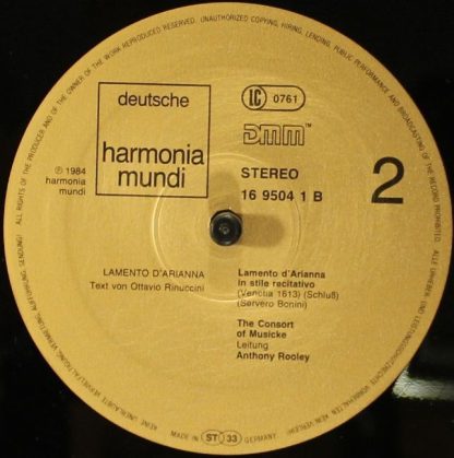 Deutsche Harmonia Mundi 1C 2LP 165 16 9504 3 - Lamento d'Arianna - Image 7