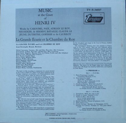 Turnabout TV-S 34517 - Music at the Court of Henri IV - Image 2
