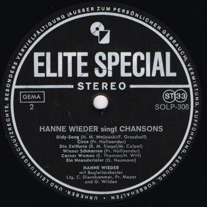 Elite Special SOLP-306 - Hanne Wieder Singt Chansons - Image 4
