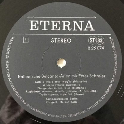 Eterna 8 26 074 - Italienische Belcanto-Arien Mit Peter Schreier - Image 3