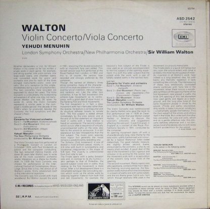 His Master's Voice ASD 2542 - Violin Concerto • Viola Concerto - Image 2